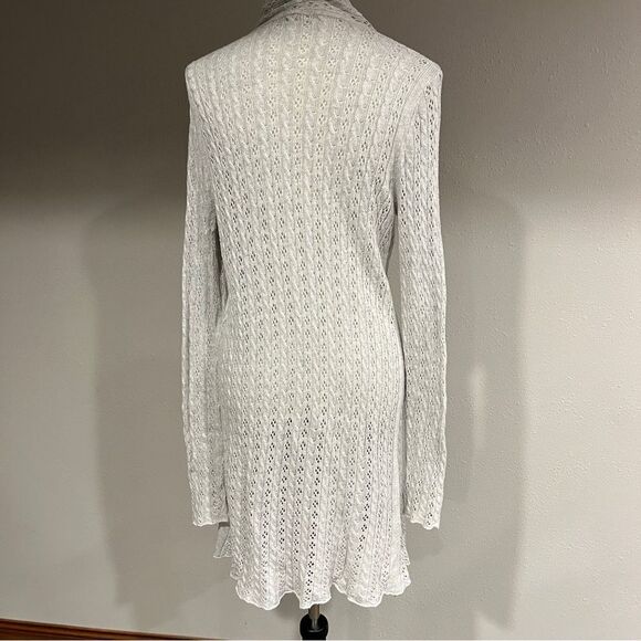 100% cotton Elegant Women's Open-Front Light Gray cardigan sweater size medium - Picture 6 of 13